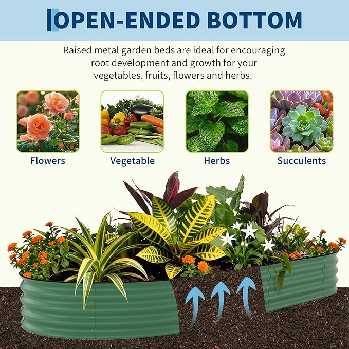 Garvee 2 Pack Galvanized Raised Garden Beds - 10x4x1.5ft Planter Box for Vegetables, Flowers, Rust-Resistant Garden Box, Easy Assembly Raised Beds, Durable Planters for Outdoor Plants, Green