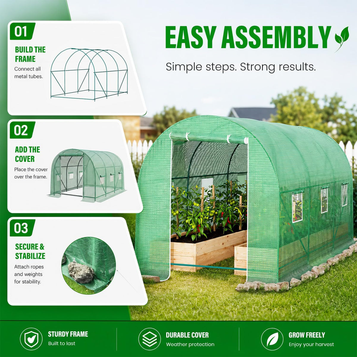 10'x7'x7' green house portable greenhouse large walk-in greenhouses, close-up detail