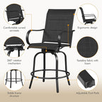 Yaheetech 4 Piece Patio Swivel Bar Stools, Texteline Outdoor Chairs with High Back/Armrest/Footrest, All Weather Padded Seating Outdoor Furniture Height for Outside, Lawn & Garden