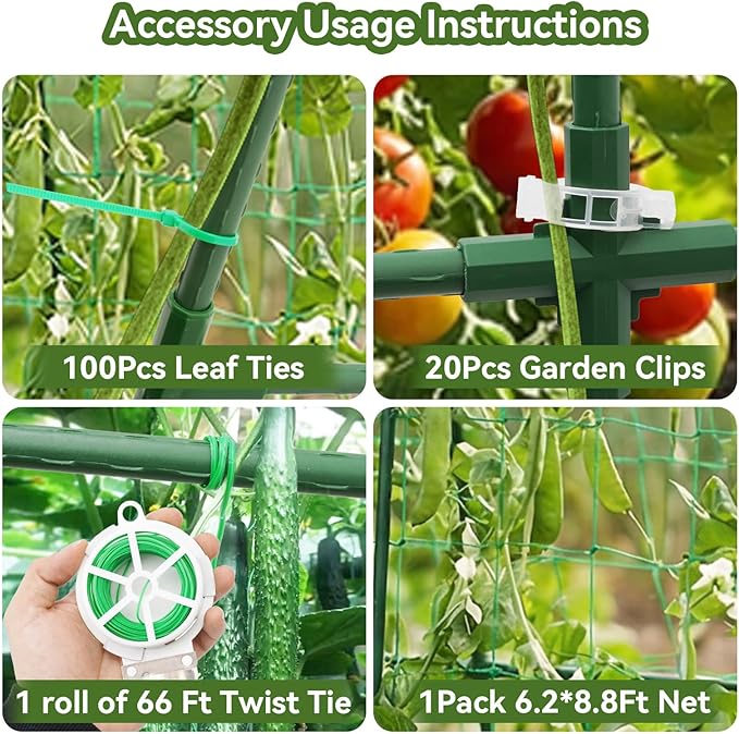 Cucumber Trellis for Raised Bed, U-Shape Garden Trellis for Climbing Plants Outdoor, Metal Arch Trellis for Vegetables, Plant Support for Tomato, Pea, Zucchini, Squash