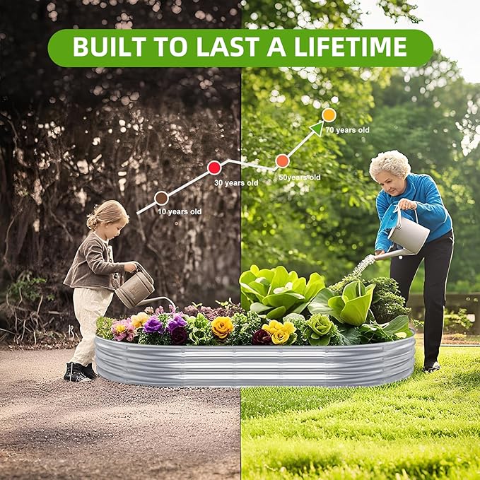 Galvanized Raised Garden Bed, 8x4x1 FT Thickening Planter Boxes Outdoor, Raised Beds for Gardening, Easy Assembly Large Garden Bed for Vegetables, Fruits, Flowers (2-Pack)