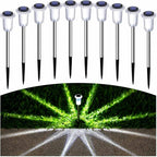 15 Pack Solar Pathway Lights Solar Lights Outdoor, Led Waterproof Yard Walkway Lighting Stainless Steel Garden Stake for Outside, Path, Landscape, Driveway, Backyard (Cold White)