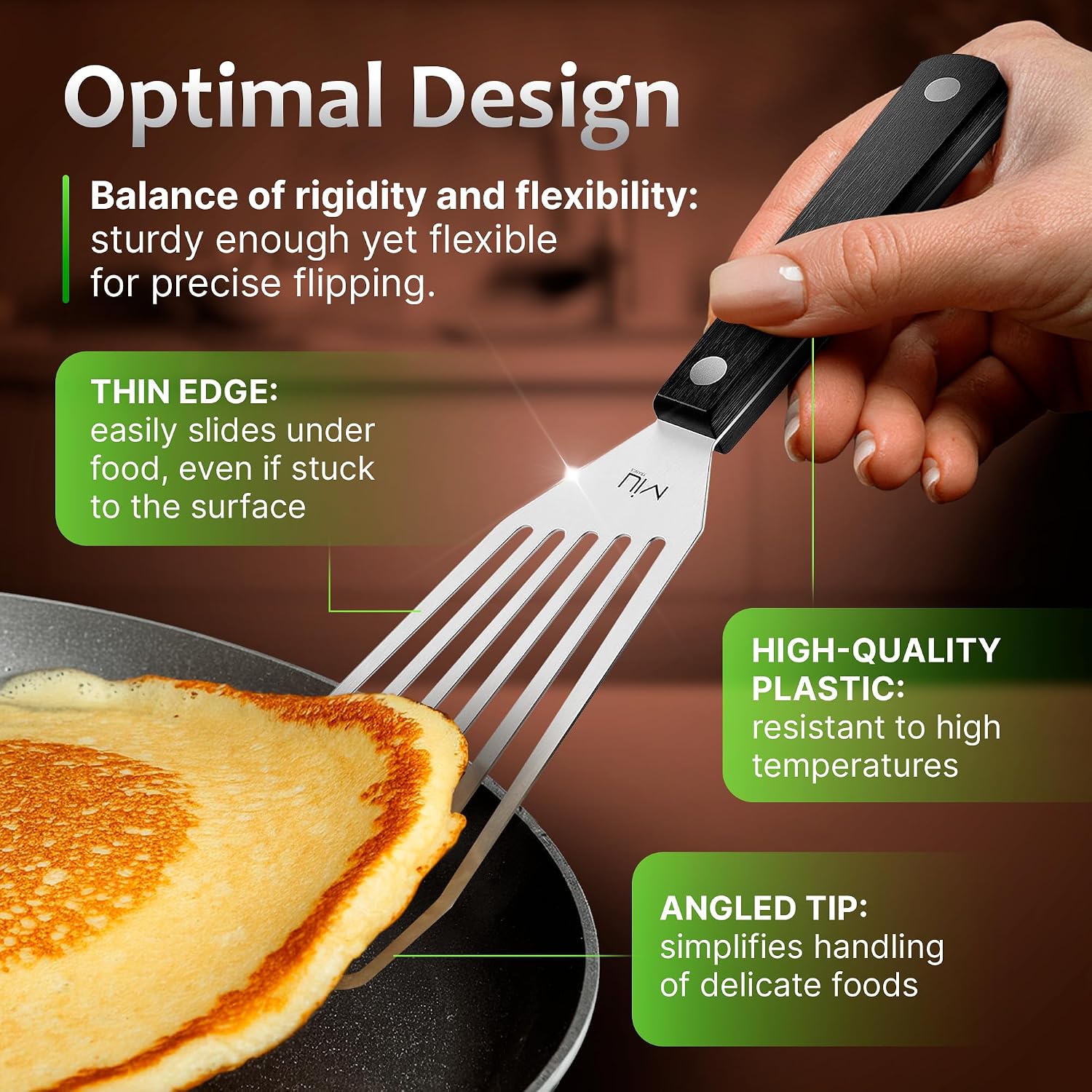 MIU Fish Spatula Stainless Steel, Flexible, Polished Metal, Corrosion Resistant, Kitchen Slotted Turner [Upgraded Version]
