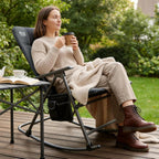 Timber Ridge Oversized Folding Rocking Camping Chair, Padded Outdoor Rocker with High Back, Portable Outdoor Chair for Patio, Garden, Lawn, Supports up to 400 lbs, Black | Foldable Padded Outdoor Rocker with High Back, Portable Outdoor Chair for Patio