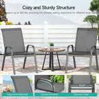 Patio Chairs Set of 4, All Weather Breathable Stackable Outdoor Dining Chairs with High Back and Wide Seat, Easily Set Up Outdoor Chairs Set of 4 with Metal Frame for Backyard Garden Pool, Grey
