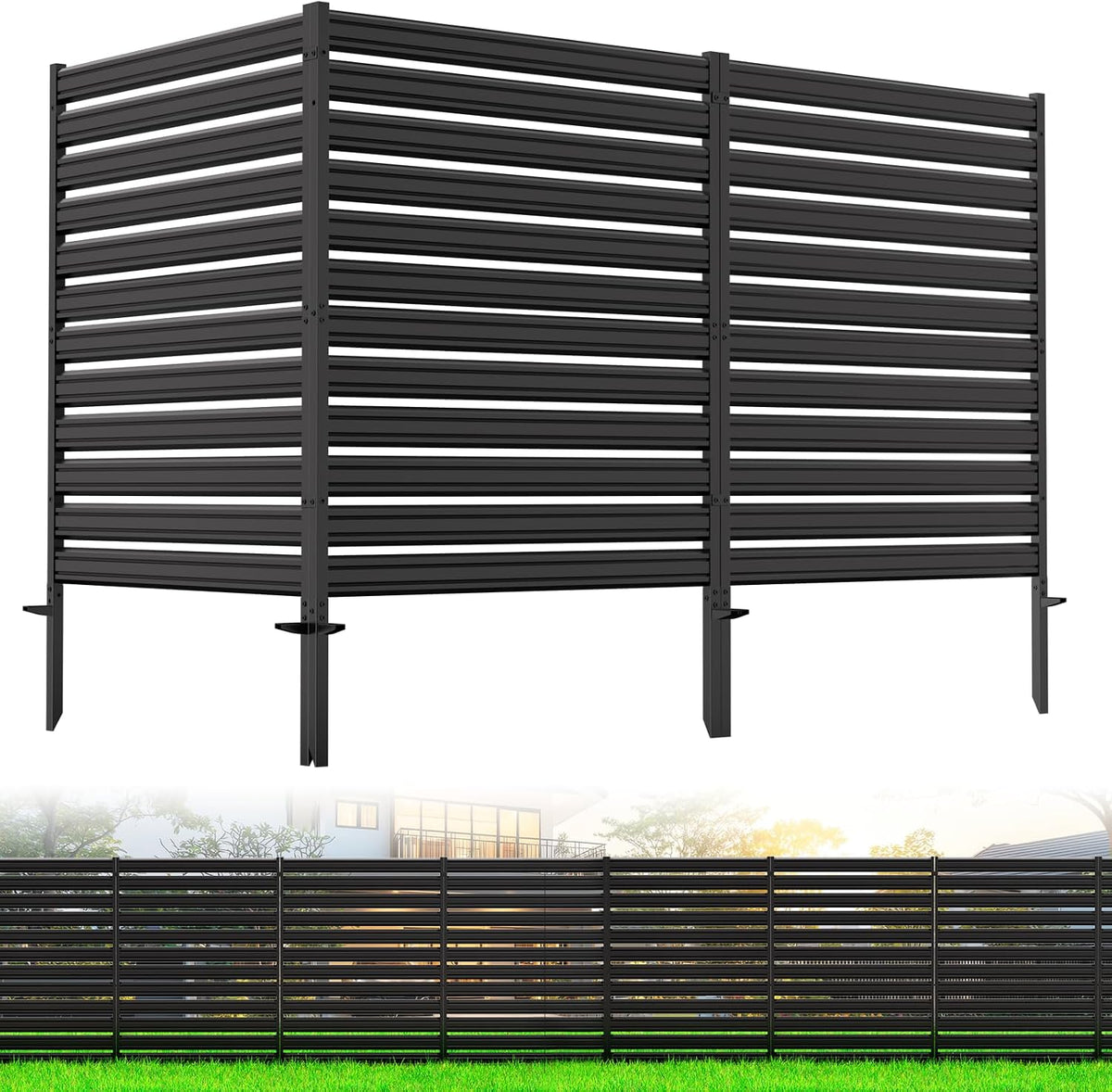 no-dig metal privacy fence screen, 42" h ×, main product view