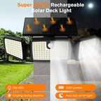 Solar Lights Outdoor, Quick Charge Solar Motion Deck Lights Outdoor for Deck with 158LEDs High Brightness, Larger Built-in Tempered Glass Panel, Sensitive PIR Motion Inductor (Remote,1 Pack)