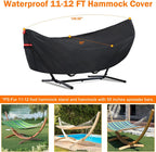 6 Layers Waterproof Hammock Cover for 11-12ft Hammock Stand | Sun Rain UV Dust Snow Protection Outdoor Hammock Cover with Windproof Straps & Soft Cotton Lining for 11-12ft Stand