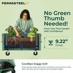 permasteel self-watering garden bed, rolling planter for vegetables, side view