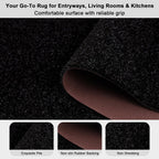Runner Rug 2' x 8' Outdoor/Indoor, Rug with Natural Rubber Backing Non Slip for Hallway, Kitchen, Patio, Laundry, RV, Entryway, Garage, Bathroom, Area Rug Carpet, Black, Custom Size | Floor Mat with Rubber Backing for Kitchen, Laundry Room, Bathroom