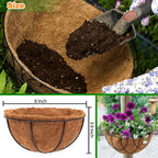 LCHUANG Coco Liners for Planters - 6 Pack 8 Inch Round Hanging Basket Liners, 100% Natural Coconut Fiber Replacement Liners for Hanging Baskets Planters Flowers, Plants, Vegetables (8'' Pack of 6)