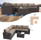 Kullavik 9 Pieces Outdoor Patio Furniture Set,PE Wicker Rattan Sectional Sofa Patio Conversation Sets with Swivel Rocking Chairs Set,Sand