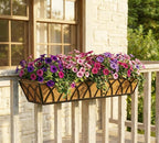30 Inch Window Deck with Coco Liner, Fence Metal Hanging Flower Planter Window Basket Deck Railing Planter Boxes for Outdoor Garden Lawn，30" Window Boxes Horse Trough with Coconut Coir Liner, 2pcs