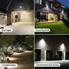 CINOTON 65W LED Flood Lights Outdoor, IP65 Waterproof Exterior Security Wall Lights with 180°Knuckle, 9100LM 120V Outside Aluminum Lighting Fixture for Patio Porch Barn Garden 5000K 4 Pack, UL Listed