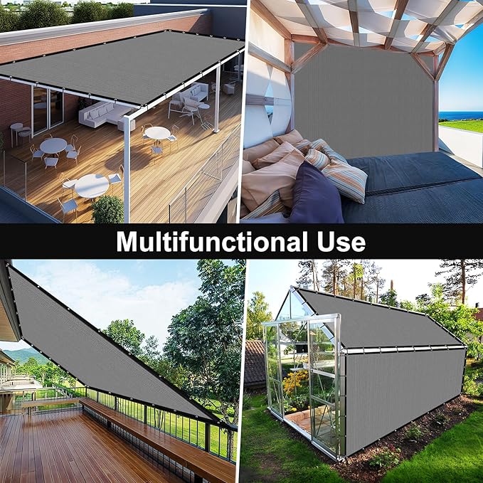 Artpuch 90% Sun Shade Cloth, 5 x 16 FT Pergola Shade Cover Canopy with Grommets, Sun Screen Fabric Tarp for Patio, Outdoor, Garden, Backyard, Blue Grey