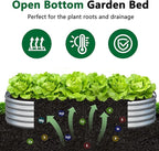 zizin 2 Pack Galvanized Raised Garden Bed Metal Oval Raised Garden Beds Outdoor Planter Box for Vegetables (8x4x1FT, Silver)