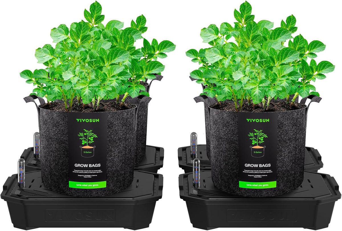vivosun 4-pack flexfeed self-watering pots with grow bags, main product view