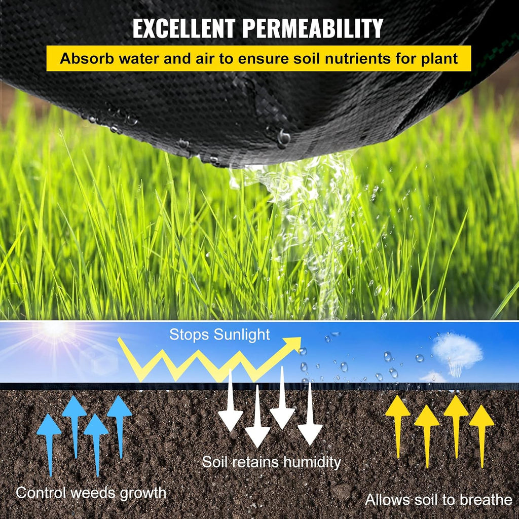 vevor weed barrier landscape fabric, heavy duty 5x250ft, side view