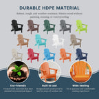 WO Home Furniture Laguna Folding Adirondack Chair, HDPE Patio Chair, All Weather Use Fire Pit Chair for Outdoor Garden, Backyard, Deck, Pool, Orange