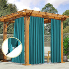 NICETOWN 2 Panels Outdoor Curtains Waterproof Pocket & Back Tab on Top & Bottom, Thermal Insulated Windproof Sun Blocking Outside Privacy Drapes for Patio with Fixed Rope, W52 x L84, Peacock Teal