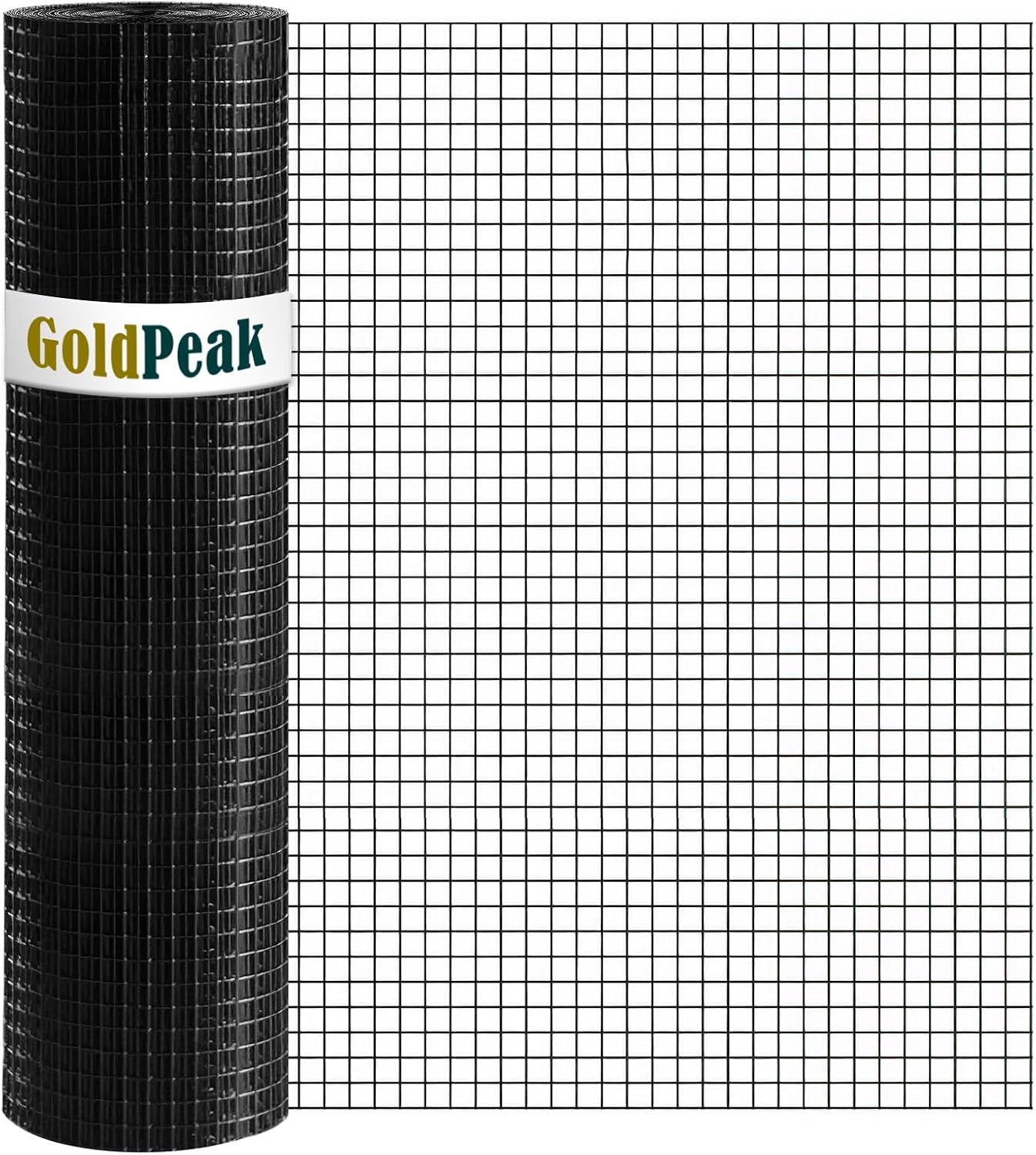 GoldPeak Black Hardware Cloth 1/2 Inch Mesh 48 Inch x 100 Foot 19 Gauge | Vinyl Coated Welded Wire Mesh Roll Chicken Wire Fencing Garden Fence Tree Guard Hardware Mesh Wire Fence Roll