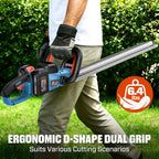 SENIX 40V 24-Inch Cordless Hedge Trimmer, 1-Inch Cut, Grey | Includes 2 Batteries & Dual-Port Charger, Dual-Action Blades, Lightweight, Ideal for Yard Landscaping