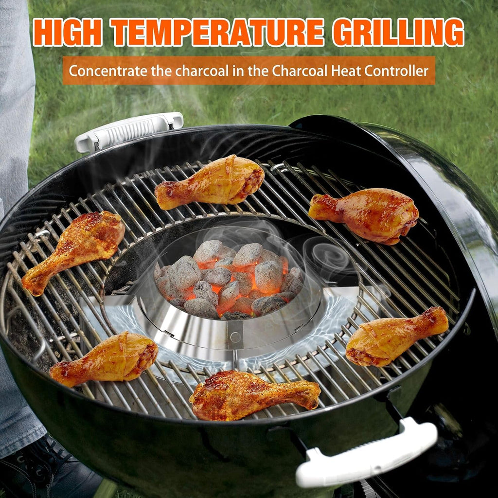 onlyfire Charcoal Holder with Diffuser Ring for Weber 22/26‑Inch Kettle | for Weber 22" & 26" Kettle Grills, Accessories for Snake Method, Slow Roasting