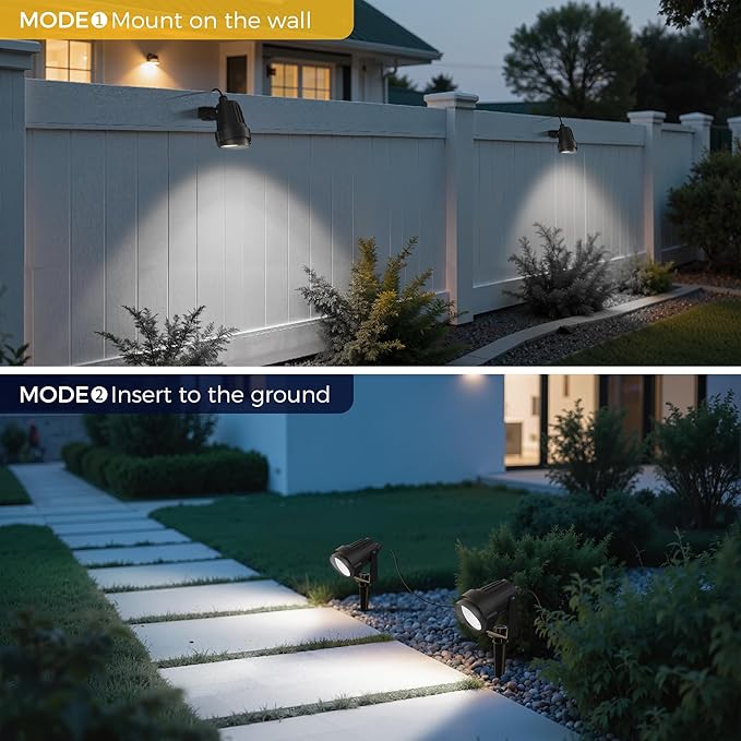 L LOHAS LED 5W Dusk to Dawn Outdoor Lighting, Auto On/Off 6000K Landscape Outdoor Spotlight, IP66 Waterproof Plug in Spot Lights for Yard, Garden, House, Pathway, Plant, UL Listed (1 Pack)