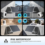 Solar Panel for Ring Camera, 2 Pack 6W Solar Charger Compatible with Rings Spotlight Cam/Plus/Pro/Rings Stick Up Cam Batterys, 10ft Long Cable with USB-C to Ring Barrel Plug Adapter
