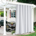 RYB HOME Outdoor Curtains for Patio Waterproof Block Sunlight Thermal Insulated Privacy Assured Thick Outside Curtains for Porch, Gazebo, Pergola, W84 x L84, Greyish White, 1 Panel