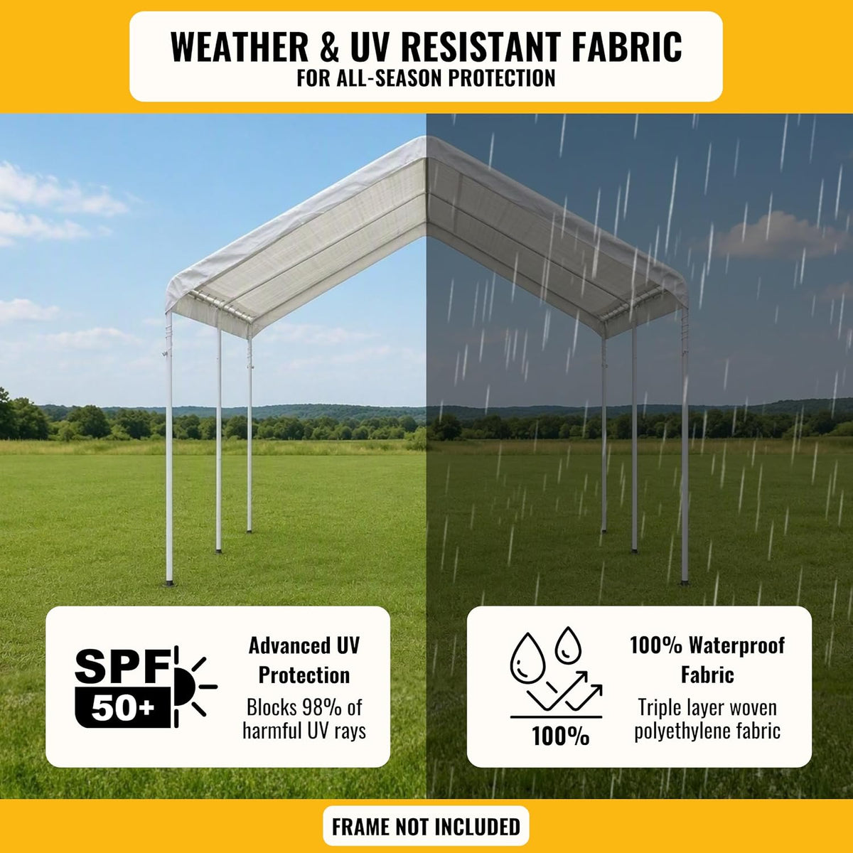 10x20 ft carport replacement canopy cover - heavy-duty, close-up detail