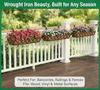 Y&M 2pcs 30" Window Boxes Horse Trough with Coconut Coir Liner,30 Inch Window Deck with Coco Liner, Black Metal Hanging Flower Planter Window Basket Deck Railing Planter Boxes for Outdoor Indoor