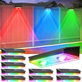 Solar Fence Lights Outdoor, 10 Pack Warm White/RGB Fence Solar Lights with 2 LED, IP65 Waterproof, Backyard Patio Decor for Deck, Wall, Railing, Pool, Stair