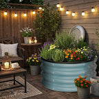 ZXZYHFTY Round Galvanized Raised Garden Bed kit, Blue Outdoor Garden Raised Planter Box, Round Large Metal Raised Garden Beds for Vegetable 2 * 2 * 1ft 1 Pack