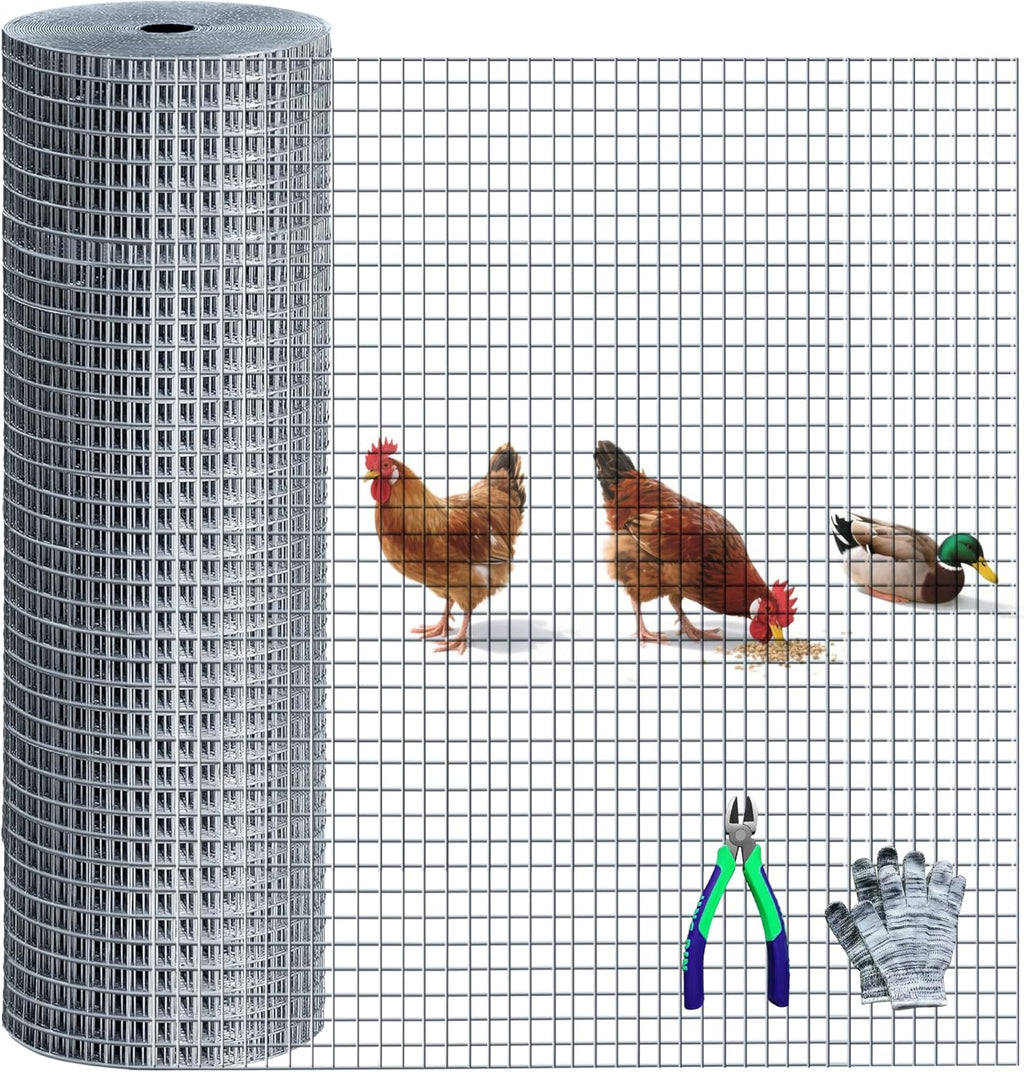 Hardware Cloth 1/2in 48in x100ft Hot Dip Galvanized Rust Resistant Welded Wire Mesh,Chicken Wire Fence Garden Plants Fencing,Chicken Coop Rabbit Poultry Critters Metal Cage Roll