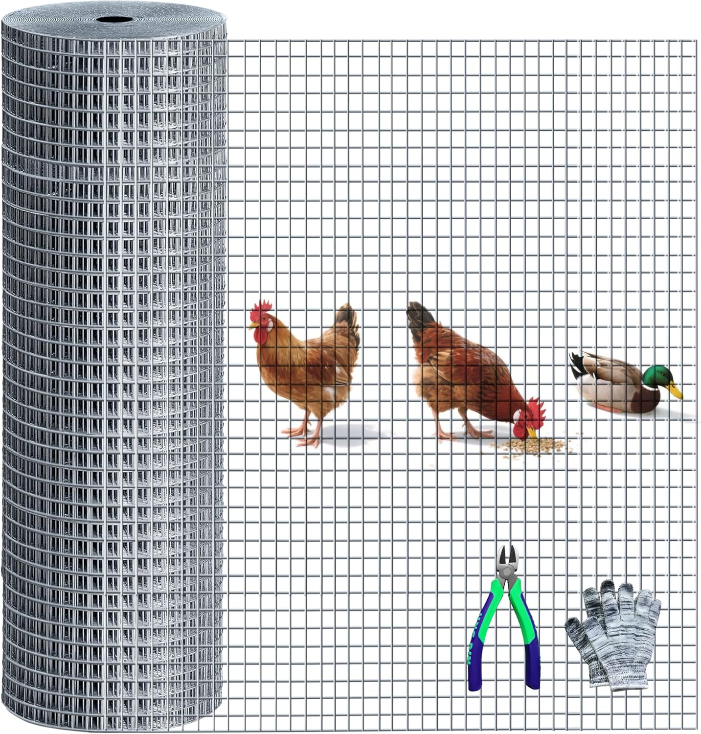 Hardware Cloth 1/2in 48in x100ft Hot Dip Galvanized Rust Resistant Welded Wire Mesh,Chicken Wire Fence Garden Plants Fencing,Chicken Coop Rabbit Poultry Critters Metal Cage Roll