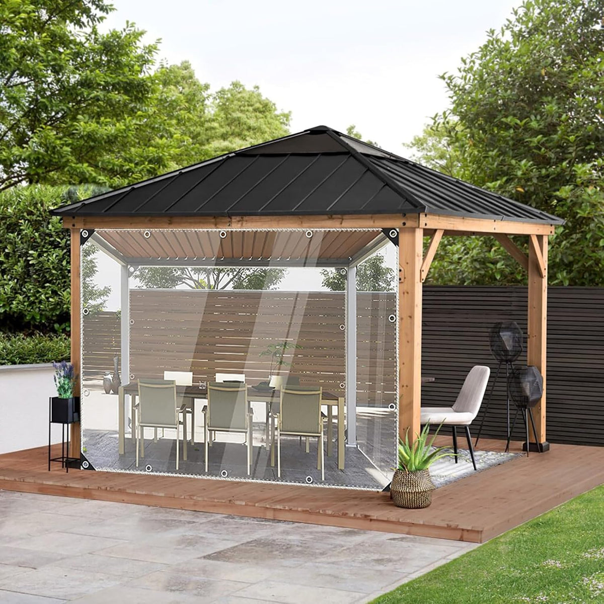 10' x12' clear waterproof tarp, pvc 14 mil showing dimensions