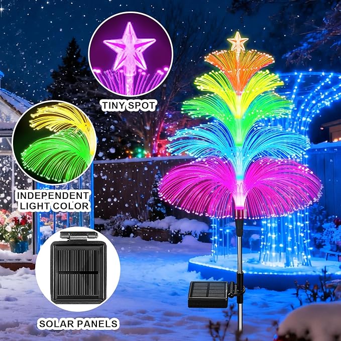Solar Garden Lights Waterproof 3 Pack 7 Color Changing Outdoor Decorative Rainbow Jellyfish Lights for Outside Yard Pathway Garden Decor Patio Lawn Gifts for Mother's Women