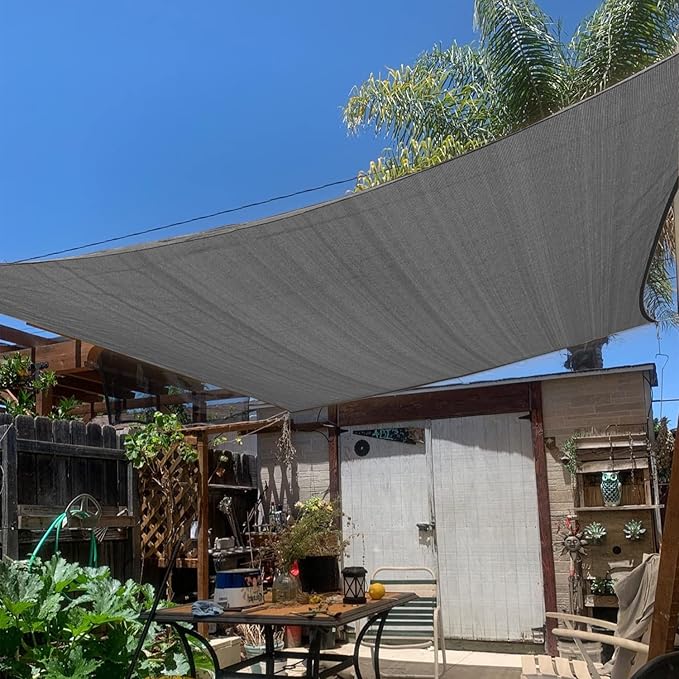 KANAGAWA 14'X16' Dark Gray Custom Size Sun Shade Sail Rectangle UV Block Canopy Cover for Patio Backyard Lawn Garden Outdoor (Customized Available)