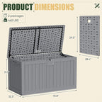 JUMMICO 270 Gallon Outdoor Storage Deck Box with Divider, Double Wall Storage Box with Lockable Lid for Garden Tools, Pools Supplies (Gray)