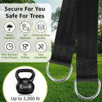 Tree Swing Hanging Straps Kit 4Ft, Robust, Reliable, and Flexible - Supports up to 2200 lbs - Effortless Setup with Sturdy Carabiners - Ideal for Hammocks, Swings, and Beyond (Black, 4FT)