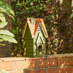 Glitzhome 12" H Green Hanging Distressed Solid Wood Garden Bird House Decorative Birdhouse