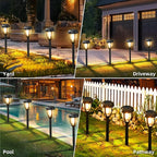 DERAYSION 12 Pack Solar Lights Outdoor, Solar Pathway Lights Auto On/Off Waterproof Garden Landscape Lighting for Path, Yard, Walkway, Driveway Decor