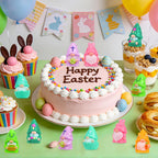60 Pcs Easter Mini Gnomes Figures Tiny Fairy Resin Gnomes Figurines to Hide Easter Carrot Bunny Ear Basket Eggshell Eggs Element Miniature Gnomes Statues for Party Favors Tiered Tray Garden Decor