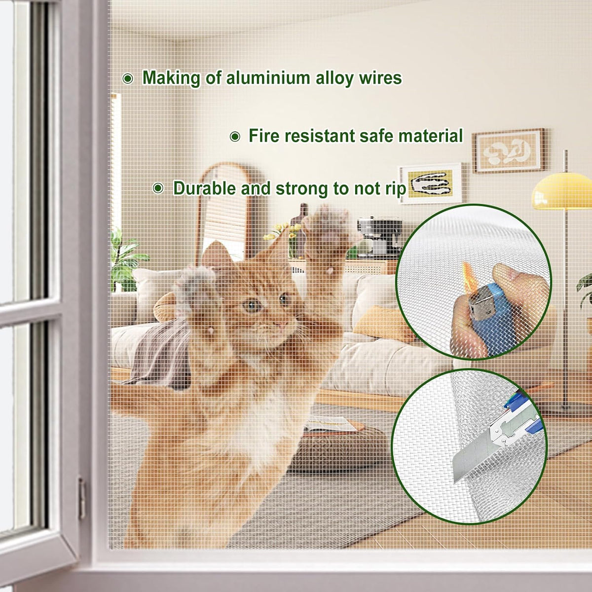 aluminum window screen mesh, 4'x100' replacement mosquito net, side view