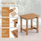 LUE BONA Outdoor Side Table, HDPS Small Outdoor Table, Adirondack Side Table, Outside End Table for Patio, Porch, Deck, Weather Resistant/Easy Maintenance/Indoor or Outside Use, Teak Color