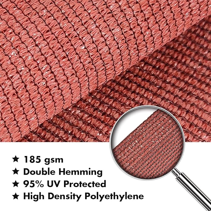 KANAGAWA 8'X8' Rust Red Custom Size Sun Shade Sail Square UV Block Canopy Cover for Patio Backyard Lawn Garden Outdoor (Customized Available)