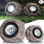 Solar Rock Lights Outdoor Garden Waterproof - Super Bright LED Solar Spotlights, Solar Powered Landscape Path Decorative Garden Stone Lights for Pathway, Walkway, Yard, Patio (2 Pack)