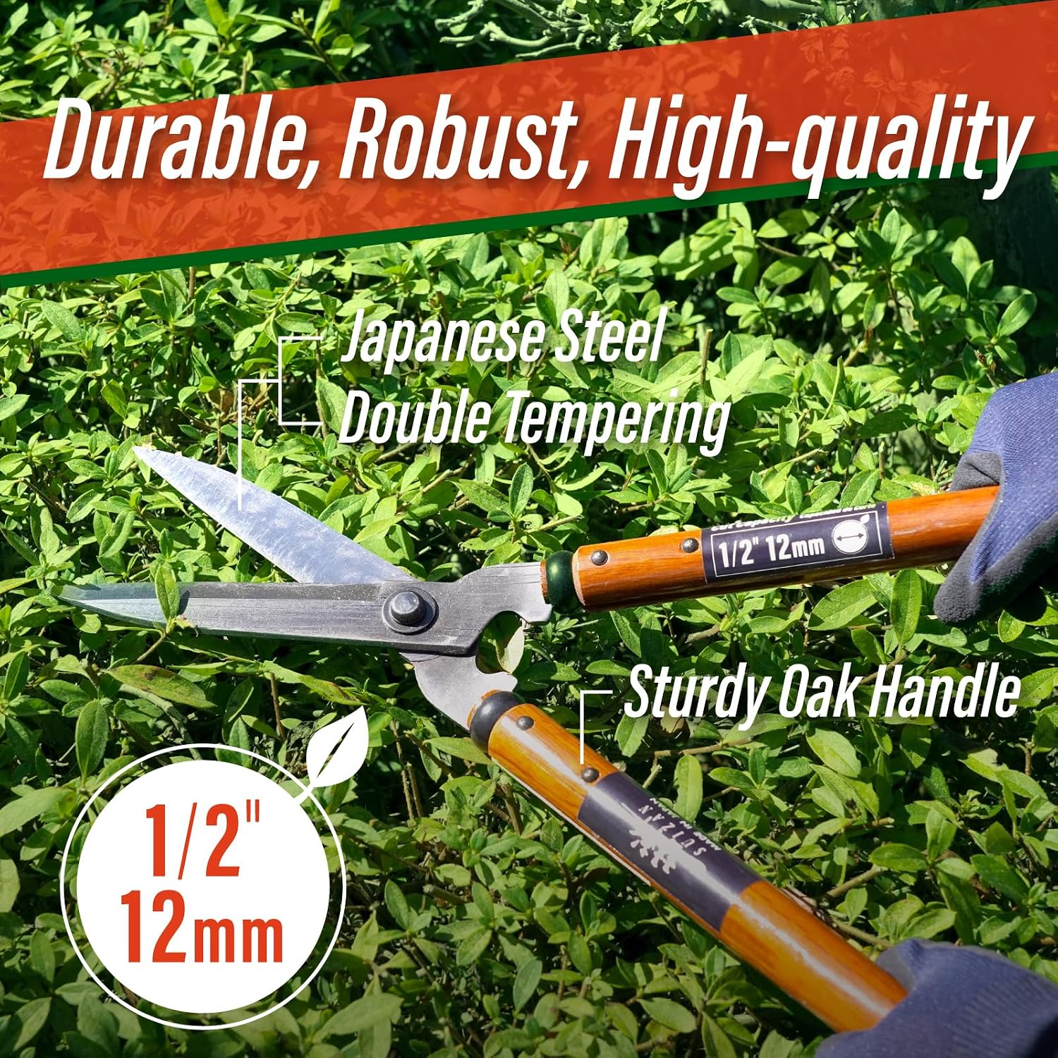 SUIZAN Hedge Shears 21.3" - Japanese Garden Clippers for Precise Trimming | Professional Shear for Pruning Hedges Bushes Shrubs Topiary Boxwood Branches Landscaping Sharp Steel Blades Gardening Tools