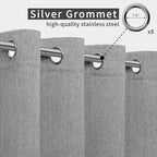 Easy-Going Linen Look Outdoor Curtains Waterproof Windproof Porch Curtains, Soft Thicken Outdoor Privacy Curtains for Patio, Gazebo, Grommet Top and Tab Bottom Drape, 1 Panel, 54x96 inch, Grey
